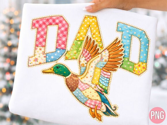 Faux Embroidery Duck Hunting Dad PNG