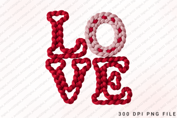 Love Knitted Embroidery PNG Design
