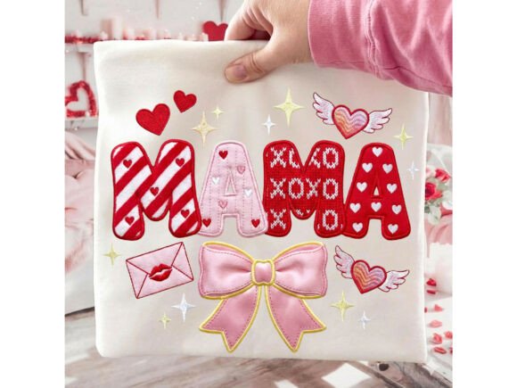Mama Faux Embroidery Valentine PNG