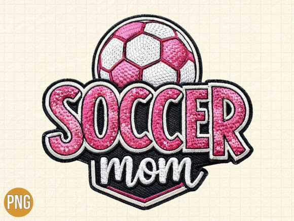 Pink Soccer Mom Machine Embroidery PNG